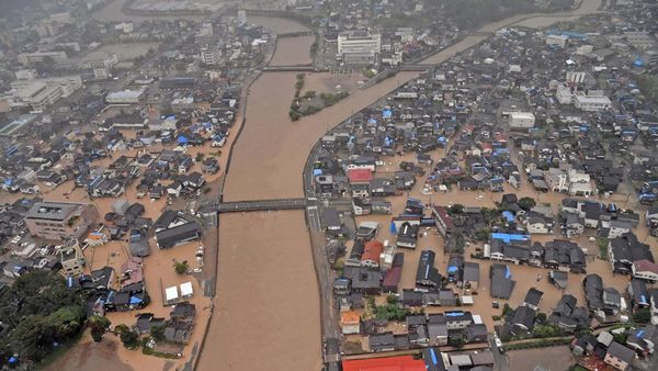 Foto Udara Banjir Besar di Jepang gegara Hujan Deras