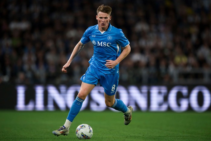 ALLIANZ STADIUM, TURIN, ITALY - 2024/09/21: Scott McTominay of SSC Napoli in action during the Serie A football match between Juventus FC and SSC Napoli. The match ended 0-0 tie. (Photo by Nicolò Campo/LightRocket via Getty Images)