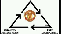 Siklus fans MU kayak gini? Habis pede, malah kecewa. Saat mulai percaya bisa dan mampu pede lagi, ujung-ujungnya kembali kecewa. Foto: dok. Internet/X (Twitter)