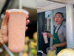 Kocak! Antre Beli Jus Buah Malah Kena Semprot Penjual Niagara Fruit