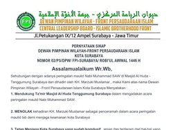 Beredar Penolakan KH Marzuki Mustamar Jadi Penceramah Maulid Nabi di Surabaya