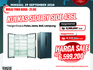 Kulkas Side by Side 436L Hemat Rp 2,6 Juta di Transmart Full Day Sale