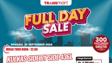 Kulkas Jumbo Diskon Rp 2,7 Juta Cuma di Transmart Full Day Sale Besok