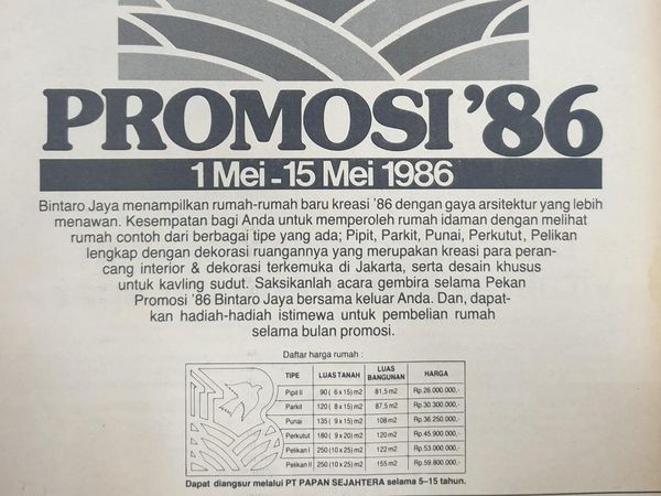 Melihat Brosur Jadul, Rumah 100 Meter di Bintaro Cuma Rp 28 Juta