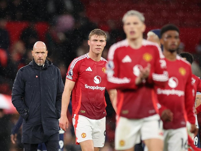 MANCHESTER, ENGLAND - SEPTEMBER 29:Erik ten Hag Manager / Head Coach of Manchester United after the Premier League match between Manchester United FC and Tottenham Hotspur FC at Old Trafford on September 29, 2024 in Manchester, England. (Photo by Catherine Ivill - AMA/Getty Images)