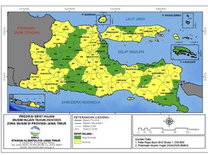 Prediksi Lengkap Awal Musim Hujan di Jatim Tiap Kabupaten/Kota Prediksi Lengkap Awal Musim Hujan di Jatim Tiap Kabupaten/Kota