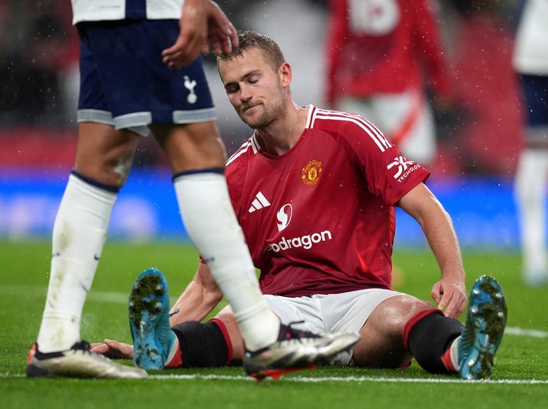 Manchester United's Matthijs de Ligt reacts to a missed chance during the Premier League match at Old Trafford, Manchester. Picture date: Sunday September 29, 2024. (Photo by Martin Rickett/PA Images via Getty Images)