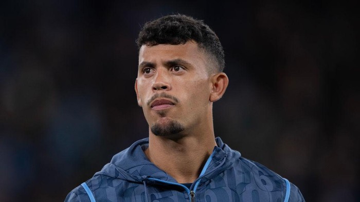 MANCHESTER, ENGLAND - SEPTEMBER 24: Matheus Nunes of Manchester City lines up before the Carabao Cup Third Round match between Manchester City and Watford  at Etihad Stadium on September 24, 2024 in Manchester, England. (Photo by Visionhaus/Getty Images)