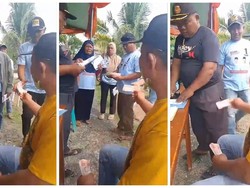Viral Bagi-bagi Uang Rp 100 Ribu ke Warga Berbaju Paslon di Lampung Tengah