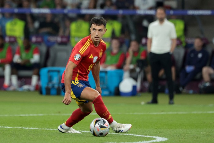 BERLIN, GERMANY - JULY 14: Martin Zubimendi of Spain during the UEFA EURO 2024 final match between Spain and England at Olympiastadion on July 14, 2024 in Berlin, Germany. (Photo by Jean Catuffe/Getty Images)