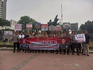 Polres Jakpus Sampaikan Pesan Sinergisitas di Patung Kuda Saat HUT Ke-79 TNI