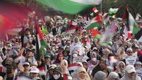 Potret Massa Aksi Bela Palestina Geruduk Kedubes AS Jakarta