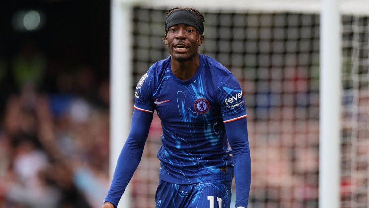 Noni Madueke mencetak gol saat Chelsea diimbangi Nottingham Forest (Foto: REUTERS/Isabel Infantes)
