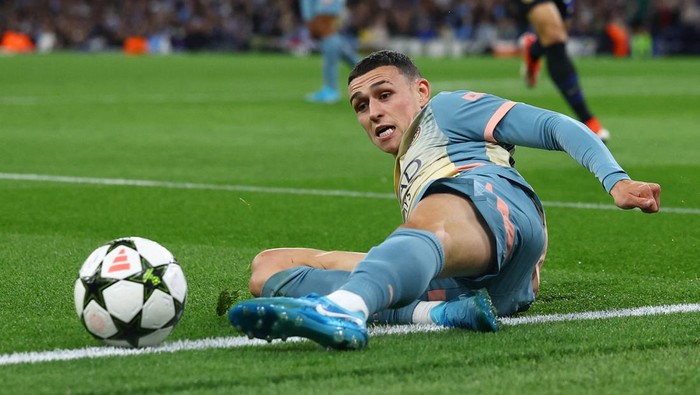 Soccer Football - Champions League - Manchester City v Inter Milan - Etihad Stadium, Manchester, Britain - September 18, 2024  Manchester Citys Phil Foden in action Action Images via Reuters/Lee Smith