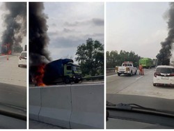 Truk Boks Terbakar di Jalan Tol Lampung, Tidak Ada Korban Jiwa