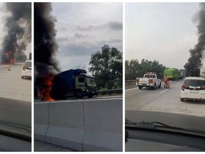 Truk Boks Terbakar di Jalan Tol Lampung, Tidak Ada Korban Jiwa Truk Boks Terbakar di Jalan Tol Lampung, Tidak Ada Korban Jiwa