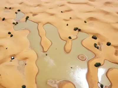 Danau di Gurun Sahara Terisi Banjir Akibat Curah Hujan Ekstrem
