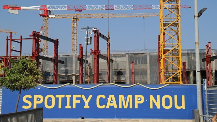 The current status of the Spotify Camp Nou works in Barcelona, Spain, on August 23, 2024. (Photo by Joan Valls/Urbanandsport/NurPhoto via Getty Images)