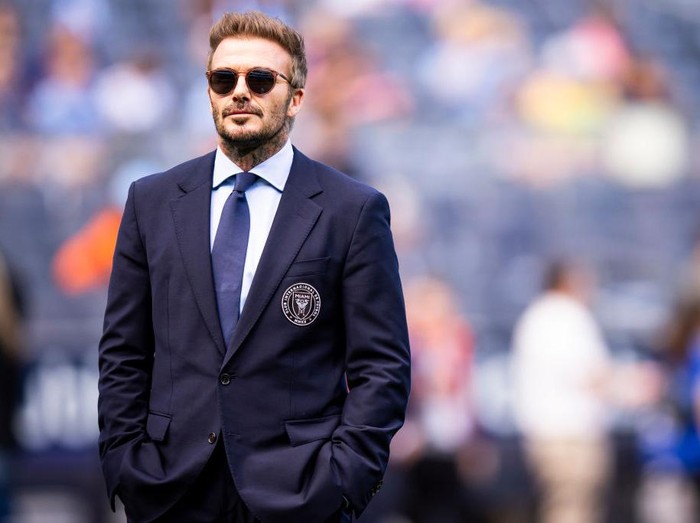 NEW YORK, NEW YORK - SEPTEMBER 21: David Beckham president and co-owner of Inter Miami CF on the pitch before the Major League Soccer match between the New York City and Inter Miami at Yankee Stadium on September 21, 2024 in New York City. (Photo by Ira L. Black - Corbis/Getty Images)