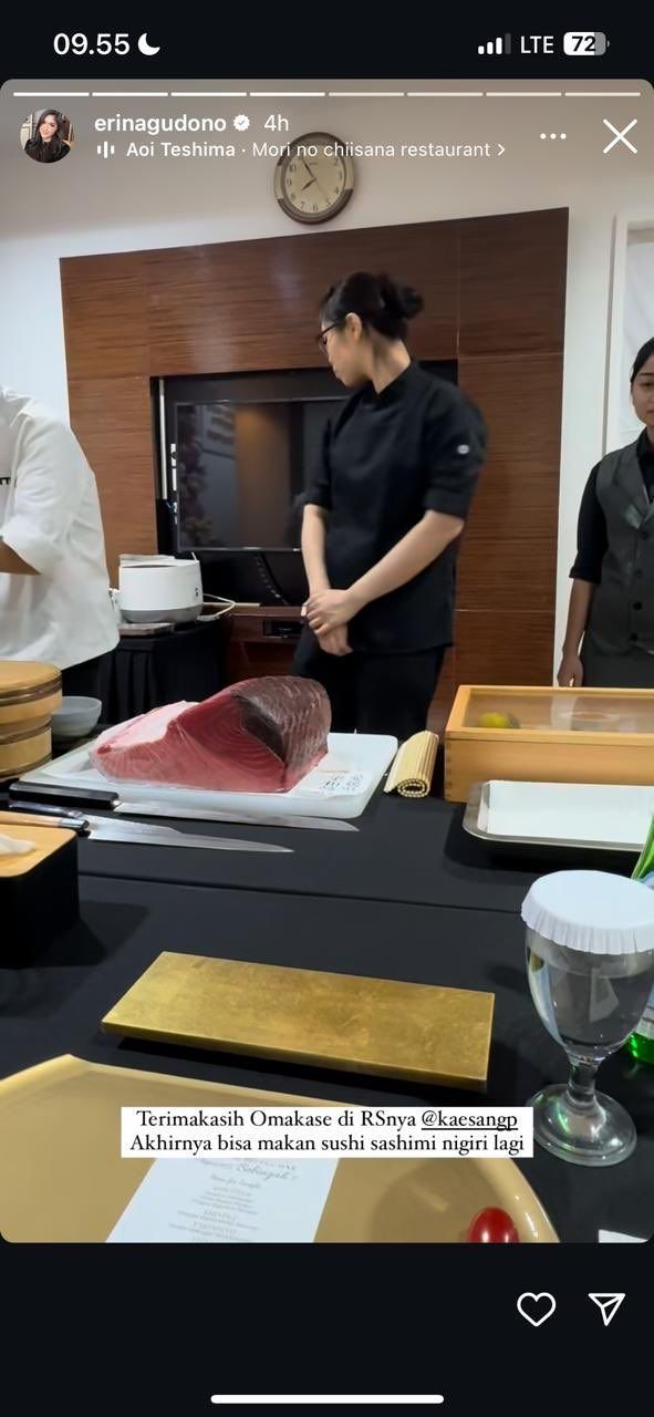 Erina Gudono santap hidangan omakase usai lahiran