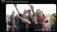 Andai Tuchel bisa bawa Timnas Inggris juara Piala Dunia 2026, mungkin begini respons fans Tiga Singa. (Foto: Twitter)