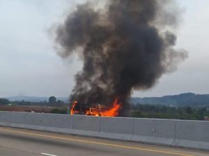 Mobil Elf Terbakar di Tol Batang KM 337 Mobil Elf Terbakar di Tol Batang KM 337