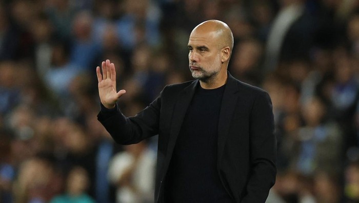 Soccer Football - Champions League - Manchester City v Inter Milan - Etihad Stadium, Manchester, Britain - September 18, 2024 Manchester City manager Pep Guardiola reacts REUTERS/Phil Noble