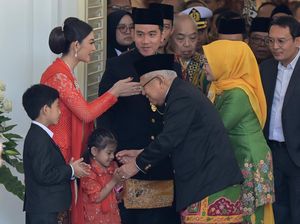 Potret Pisah Sambut Maruf dan Gibran di Istana Wapres