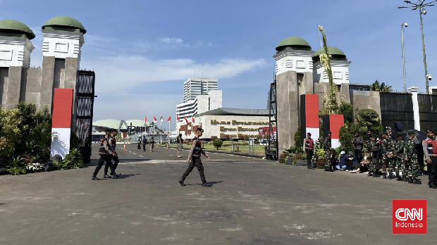 Suasana Gedung MPR sebelum Presiden terpilih, Prabowo Subianto tiba jelang pelantikan