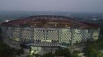 Atap Stadion Wibawa Mukti Rusak Diterjang Angin Kencang
