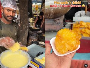 Pria di India Jual Nanas Goreng Tepung yang Renyah Asam Segar
