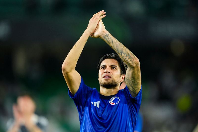 SEVILLA, SPAIN - OCTOBER 24: Kevin Diks of FC Copenhague gestures after the UEFA Conference League, football match played between Real Betis and FC Copenhague at Benito Villamarin stadium on October 24, 2024, in Sevilla, Spain. (Photo By Joaquin Corchero/Europa Press via Getty Images)