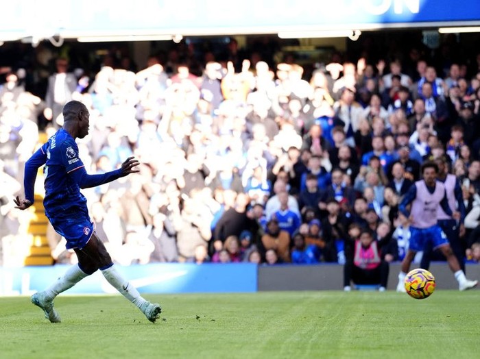 Chelsea's Nicolas Jackson scores their side's first goal of the game during the Premier League match at Stamford Bridge, London. Picture date: Sunday October 27, 2024. (Photo by Zac Goodwin/PA Images via Getty Images)