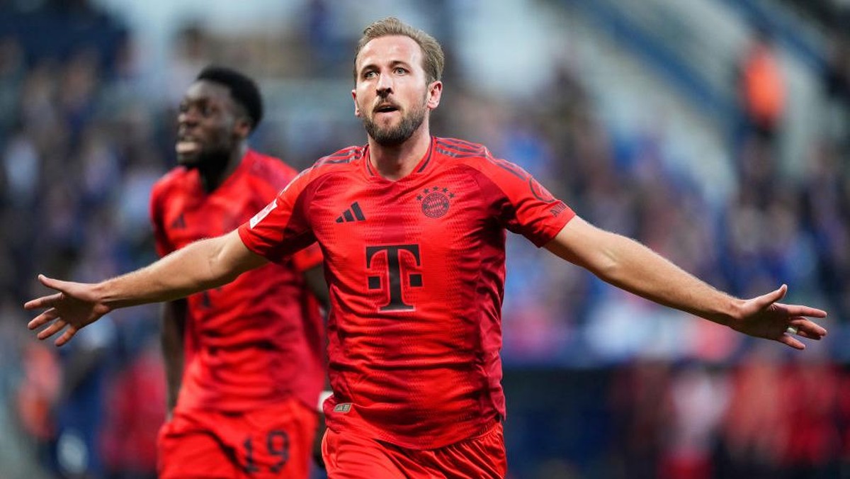 Harry Kane mencetak satu gol ke gawang Bochum. Foto: FC Bayern via Getty Images/F. Noever