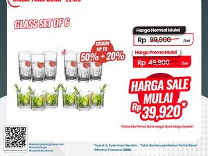 Transmart Full Day Sale! Beli Gelas Isi 6 Mulai Rp 39 Ribu