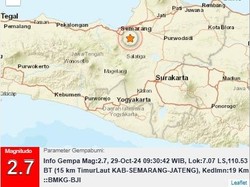 Gempa M 2,7 Terjadi di Semarang Pagi Ini
