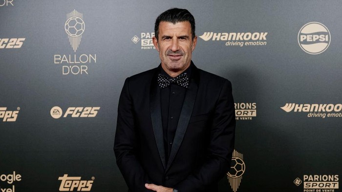 PARIS, FRANCE - OCTOBER 28: Portuguese former footballer Luis Figo poses for photos at the Red Carpet prior 68th Ballon DOr Ceremony at Theatre Du Chatelet on October 28, 2024 in Paris, France. (Photo by Antonio Borga/Eurasia Sport Images/Getty Images)