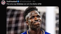 Satu-satunya cara Vinicius jadi pemenang Ballon dOr adalah dengan jadi pemain Barcelona. (Foto: Twitter)