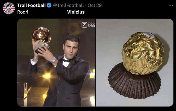Meme Vinicius Meme Vinicius batal raih Ballon d'Or 2024.