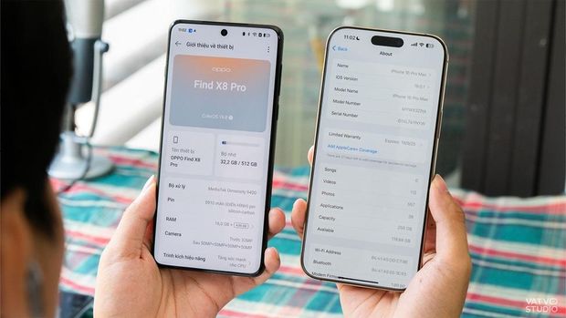 Tampilan layar OPPO Find X8 Pro dan iPhone 16 Pro Max