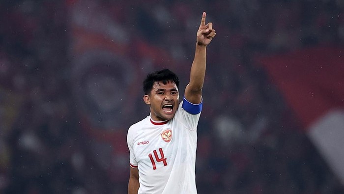 JAKARTA, INDONESIA - JUNE 11: Asnawi Mangkualam of Indonesia gestures during the FIFA World Cup Asian second qualifier Group F match between Indonesia and Philippines at Gelora Bung Karno Stadium on June 11, 2024 in Jakarta, Indonesia. (Photo by Robertus Pudyanto/Getty Images)