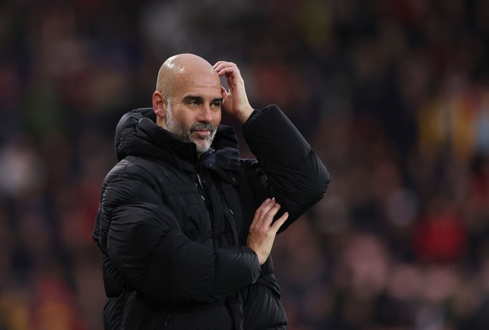 BOURNEMOUTH, ENGLAND - NOVEMBER 02: Pep Guardiola Manager / Head Coach of Manchester City  during the Premier League match between AFC Bournemouth and Manchester City FC at Vitality Stadium on November 02, 2024 in Bournemouth, England. (Photo by Catherine Ivill - AMA/Getty Images)