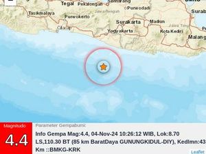 Gempa M 4,4 Goyang Perairan Gunungkidul Gempa M 4,4 Goyang Perairan Gunungkidul