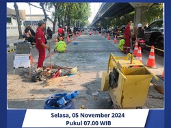 Lalin di Jalan Yos Sudarso Jakut Padat Imbas Proyek Pekerjaan Jalan