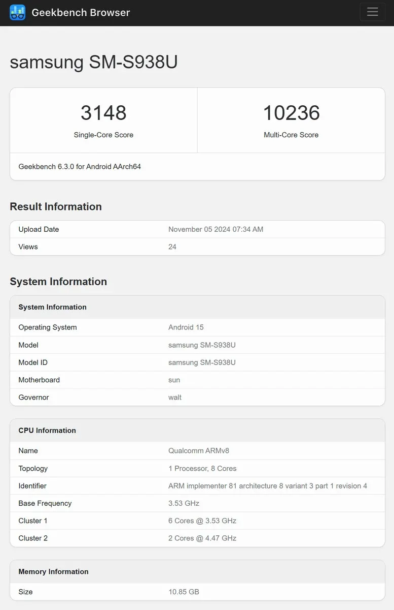 Hasil benchmark Samsung Galaxy S25 Ultra