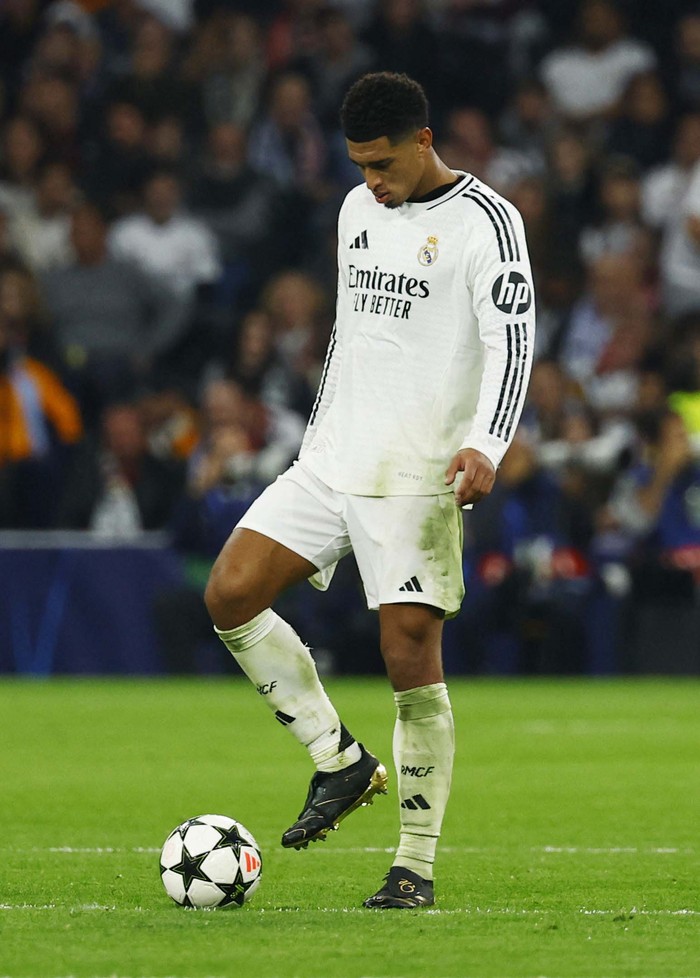 Soccer Football - Champions League - Real Madrid v AC Milan - Santiago Bernabeu, Madrid, Spain - November 5, 2024
Real Madrid's Jude Bellingham reacts REUTERS/Susana Vera