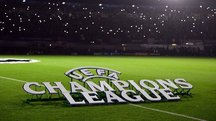 Logo Liga Champions ROTTERDAM - UEFA Champions League logo during the UEFA Champions League match between Feyenoord Rotterdam and FC RB Salzburg at Feyenoord Stadium de Kuip on Nov. 6, 2024 in Rotterdam, Netherlands. ANP OLAF CRACK (Photo by ANP via Getty Images)