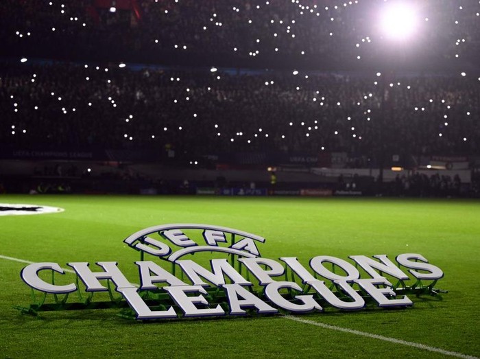 ROTTERDAM - UEFA Champions League logo during the UEFA Champions League match between Feyenoord Rotterdam and FC RB Salzburg at Feyenoord Stadium de Kuip on Nov. 6, 2024 in Rotterdam, Netherlands. ANP OLAF CRACK (Photo by ANP via Getty Images)