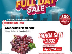 Anggur Red Globe Rp 3.800/100 Gram Cuma di Transmart Full Day Sale