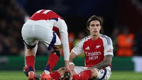 Riccardo Calafiori pulang ke Arsenal dari timnas Italia dengan cedera lutut, yang kadarnya belum ketahuan secara terperinci. Ada dugaan cederanya tidak parah-parah amat, walaupun riwayatnya dengan cedera tetap bikin cemas. Foto: Action Images via Reuters/Paul Childs  